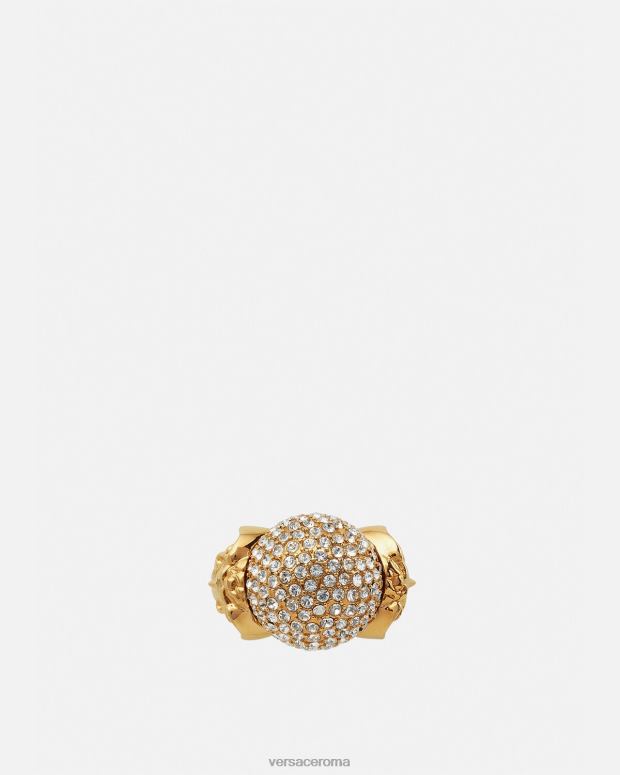 esso Versace donne anello con sfera di cristallo con medusa oro JT08Z779 Accessori