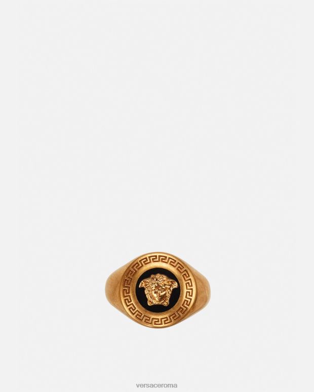 esso Versace donne anello con sigillo in smalto con medusa oro nero JT08Z791 Accessori