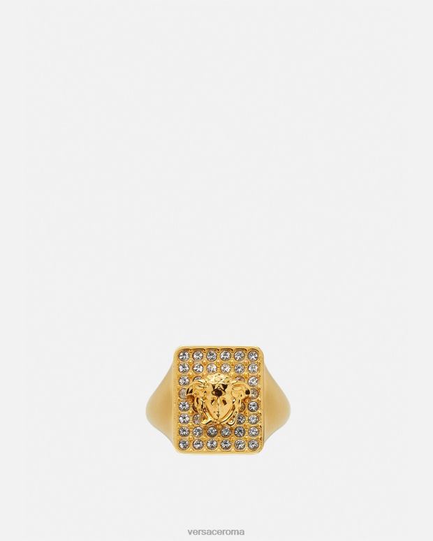 esso Versace donne anello di cristallo di piastrelle oro JT08Z810 Accessori