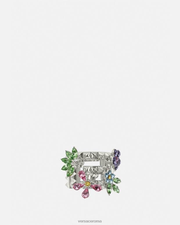 esso Versace donne anello di fioritura di cristallo argento JT08Z850 Accessori