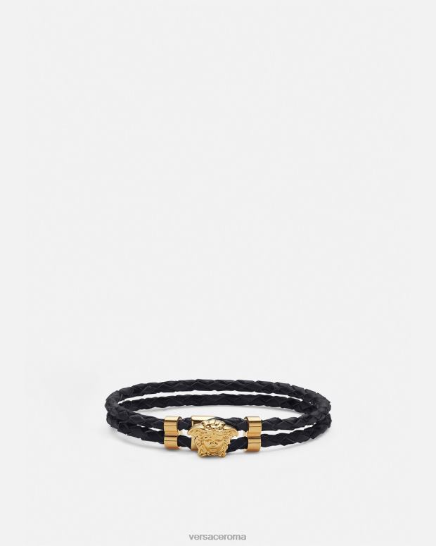 esso Versace donne bracciale in pelle intrecciata con medusa oro JT08Z768 Accessori