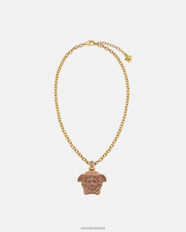 esso Versace donne collana di cristalli la medusa rosa e oro JT08Z725 Accessori