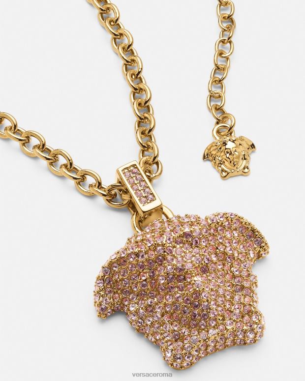esso Versace donne collana di cristalli la medusa rosa e oro JT08Z725 Accessori