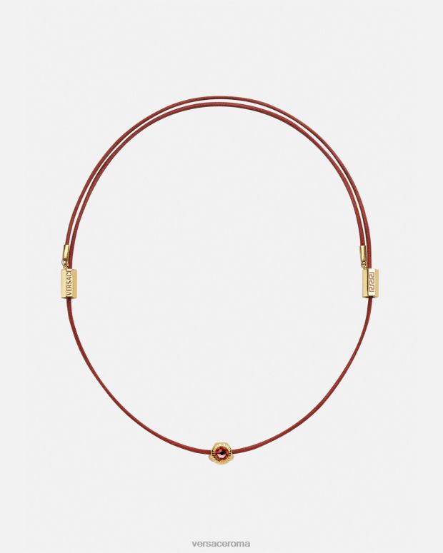 esso Versace donne collana in cordoncino con medusa di cristallo rosso e oro JT08Z843 Accessori