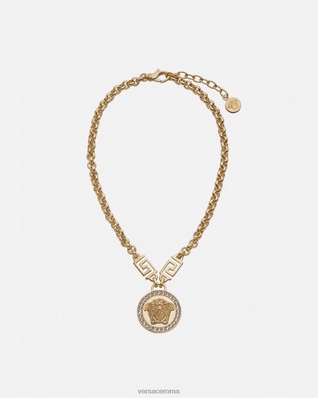 esso Versace donne collana la medusa greca in cristallo oro JT08Z741 Accessori