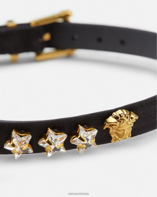 esso Versace donne girocollo con stella in cristalli satinati nero JT08Z826 Accessori