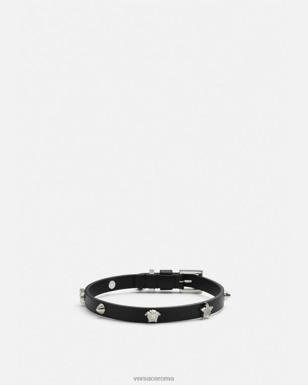 esso Versace donne girocollo in pelle borchiata nero JT08Z840 Accessori