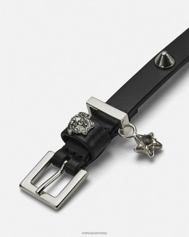 esso Versace donne girocollo in pelle borchiata nero JT08Z840 Accessori
