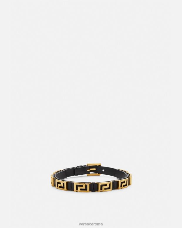 esso Versace donne girocollo in pelle greca nero JT08Z746 Accessori
