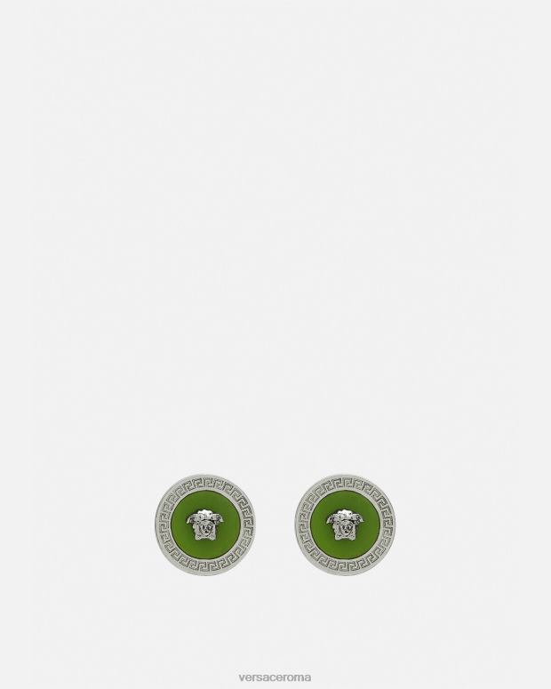 esso Versace donne orecchini a bottone con medusa in smalto verde JT08Z727 Accessori