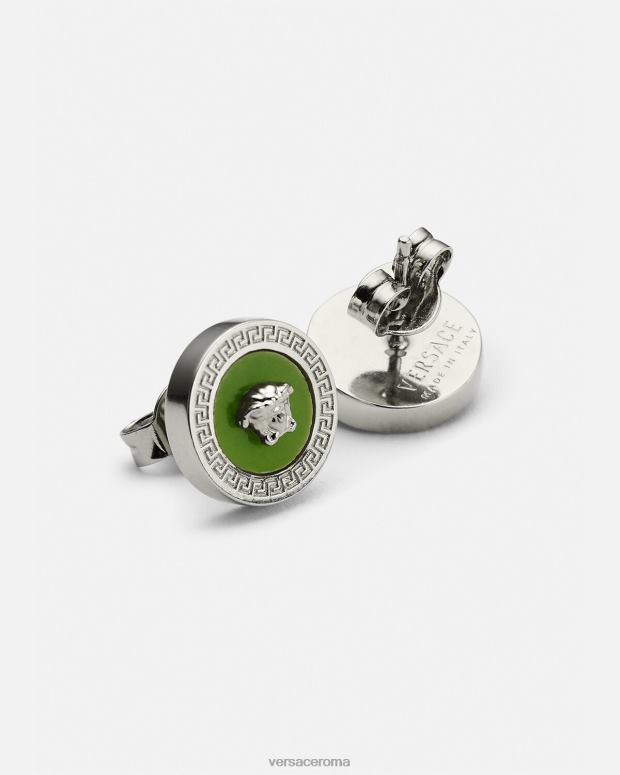 esso Versace donne orecchini a bottone con medusa in smalto verde JT08Z727 Accessori