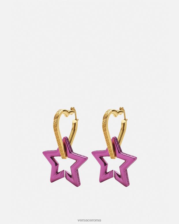 esso Versace donne orecchini a cerchio a catena funky oro e fucsia JT08Z830 Accessori