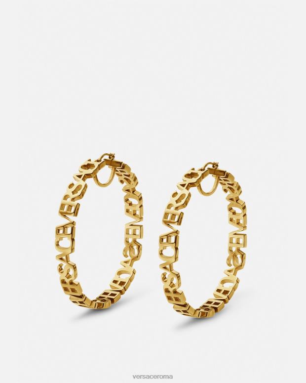 esso Versace donne orecchini a cerchio con logo oro JT08Z803 Accessori