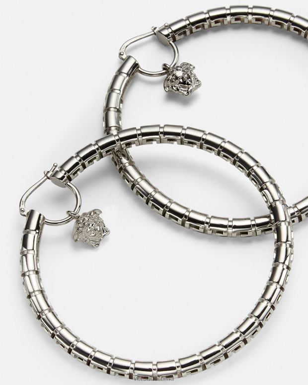 esso Versace donne orecchini a cerchio greca argento JT08Z833 Accessori