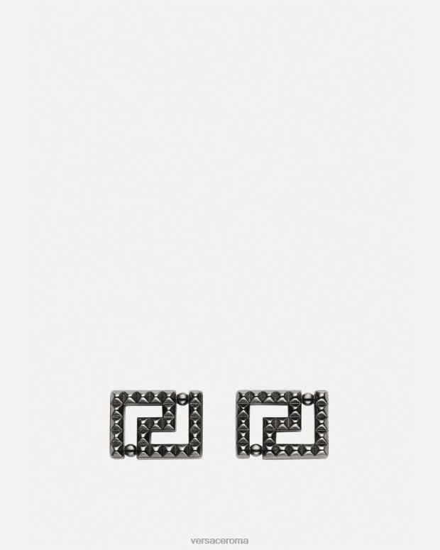 esso Versace donne orecchini greca con borchie argento JT08Z765 Accessori