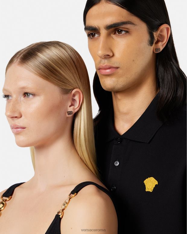 esso Versace donne orecchini greca con borchie argento JT08Z765 Accessori