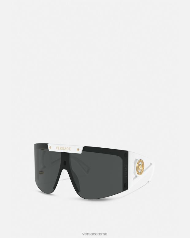 esso Versace donne Occhiali da sole con scudo con icona medusa bianco nero JT08Z671 Accessori