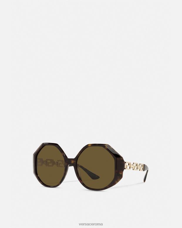 esso Versace donne Occhiali da sole greca vestibilità aggiuntiva l'Avana JT08Z686 Accessori