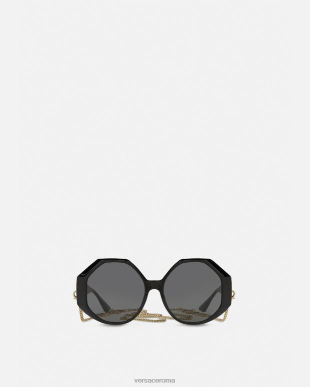 esso Versace donne Occhiali da sole greca vestibilità aggiuntiva nero JT08Z685 Accessori