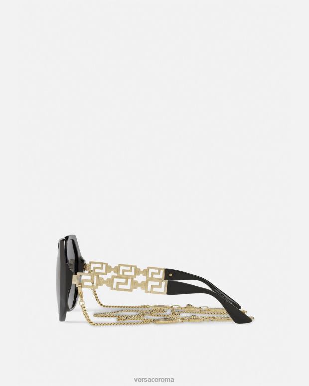 esso Versace donne Occhiali da sole greca vestibilità aggiuntiva nero JT08Z685 Accessori
