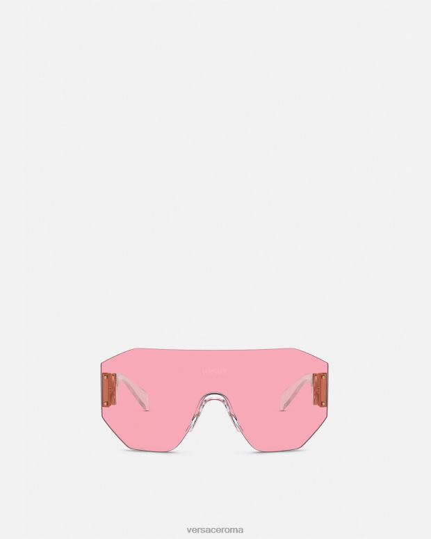 esso Versace donne occhiali da sole con maschera Medusa Biggie oro e rosa JT08Z610 Accessori
