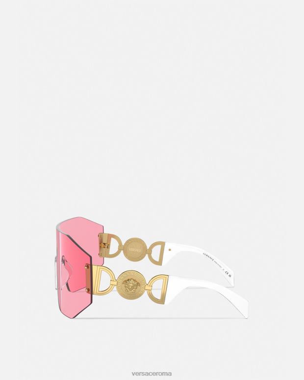 esso Versace donne occhiali da sole con maschera Medusa Biggie oro e rosa JT08Z610 Accessori