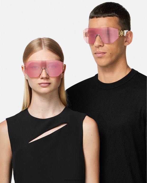 esso Versace donne occhiali da sole con maschera Medusa Biggie oro e rosa JT08Z610 Accessori
