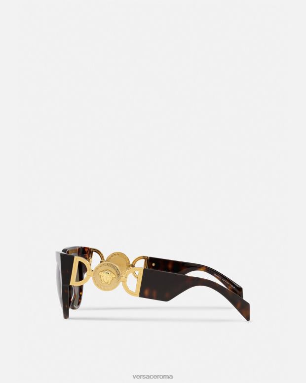 esso Versace donne occhiali da sole con medusa alata l'Avana JT08Z604 Accessori