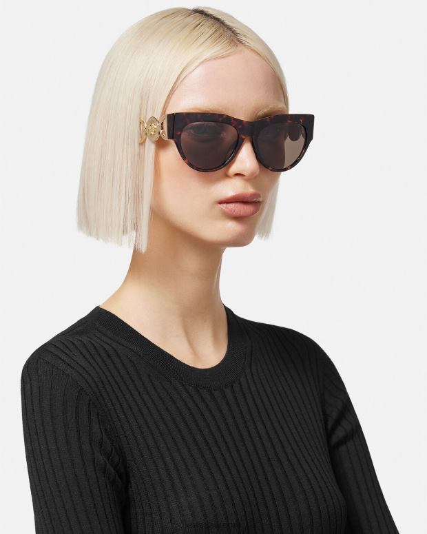 esso Versace donne occhiali da sole con medusa alata l'Avana JT08Z604 Accessori