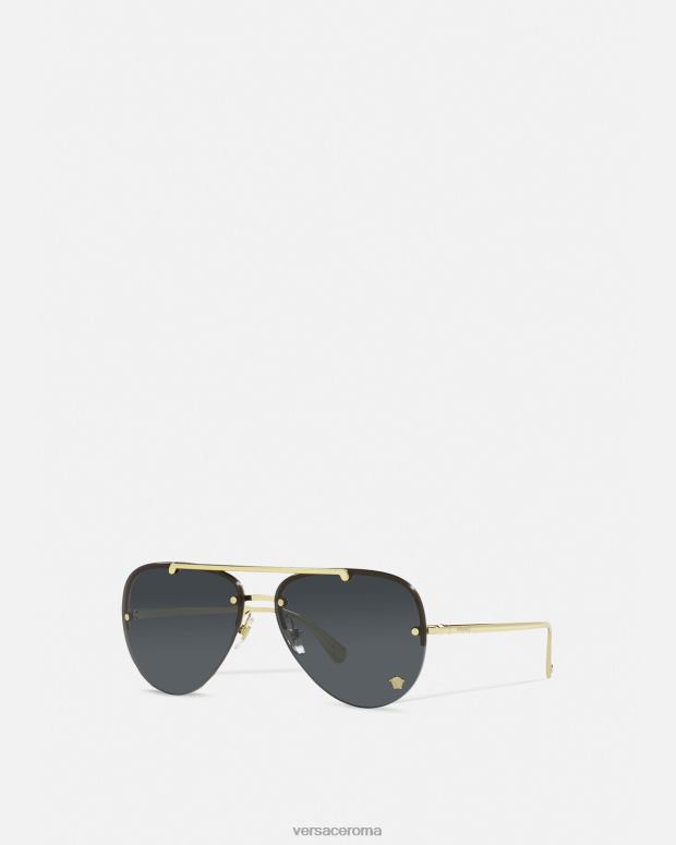 esso Versace donne occhiali da sole pilota glam medusa oro nero JT08Z674 Accessori