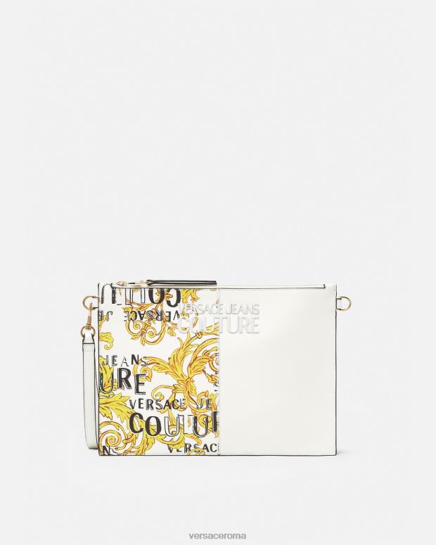 esso Versace donne pochette couture con logo oro e bianco JT08Z2348 Accessori