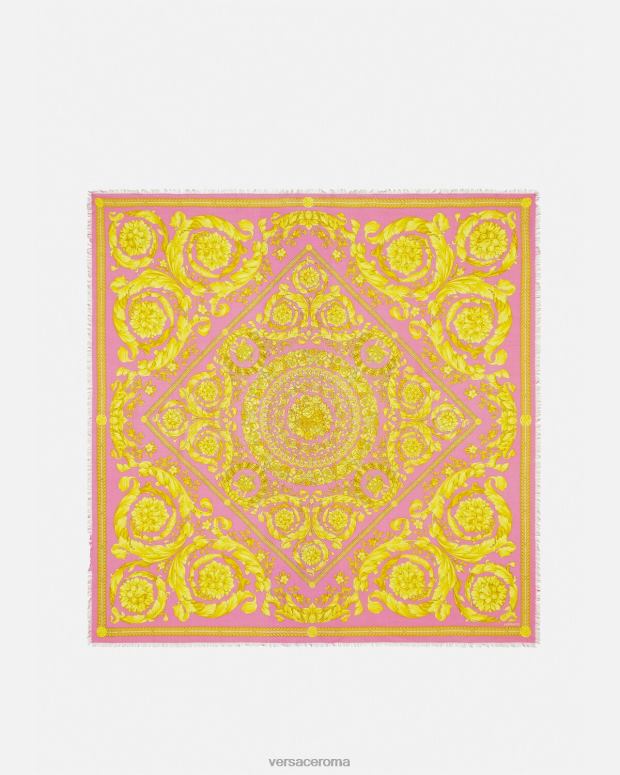 esso Versace donne Scialle barocco in misto cashmere rosa JT08Z887 Accessori