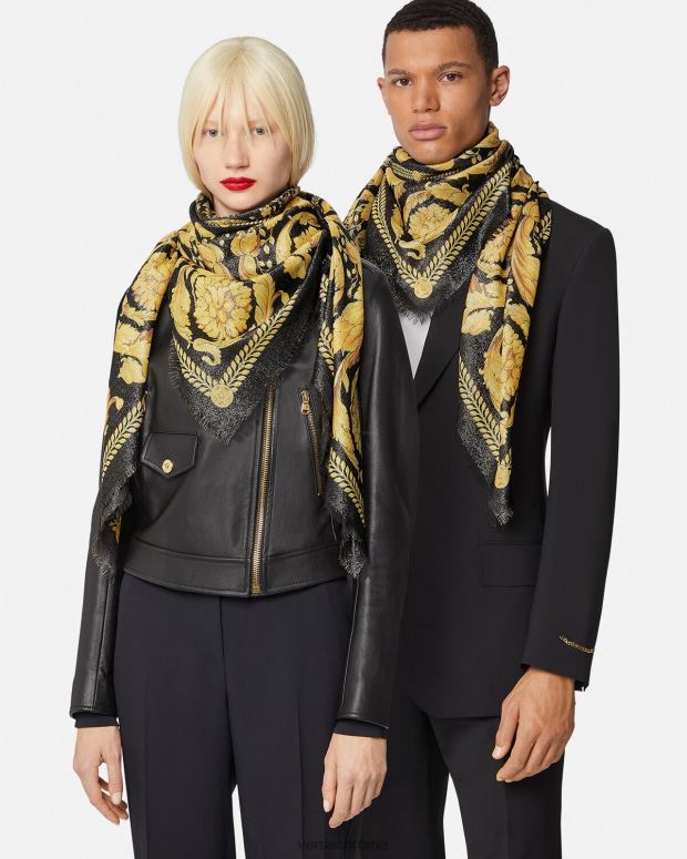 esso Versace donne Scialle con frange barocco stampa JT08Z901 Accessori