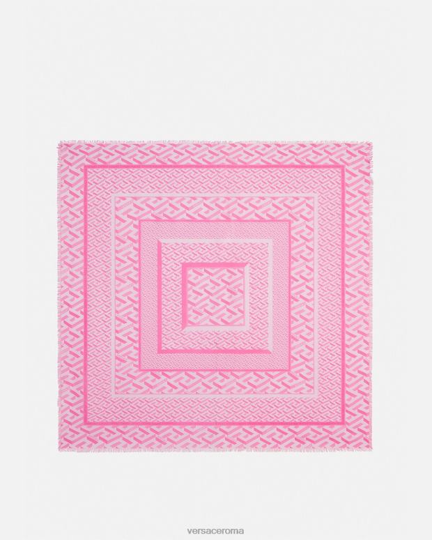 esso Versace donne scialle con frange la greca rosa JT08Z925 Accessori
