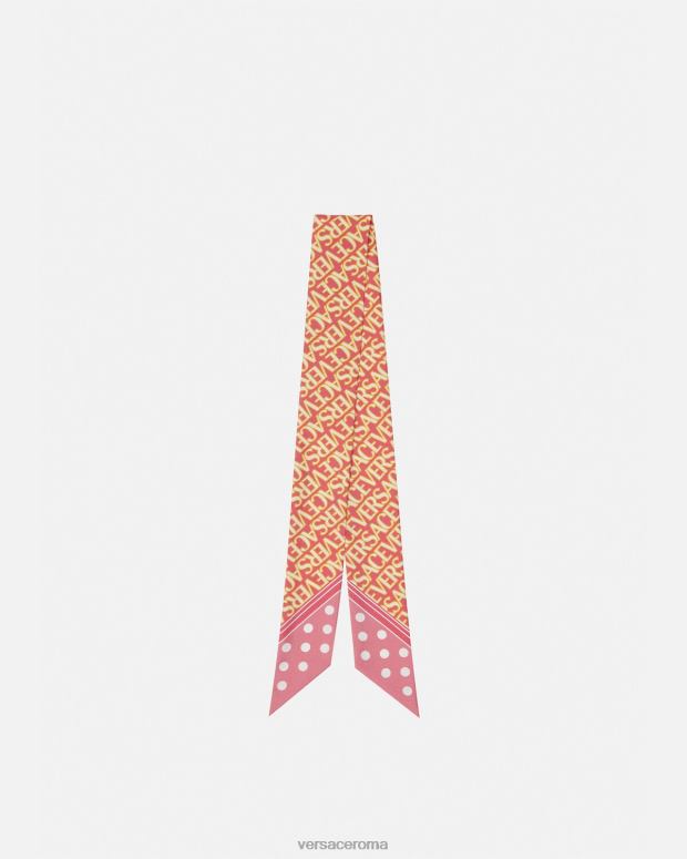 esso Versace donne cravatta a sciarpa su tutta la superficie rosa e bianco JT08Z896 Accessori