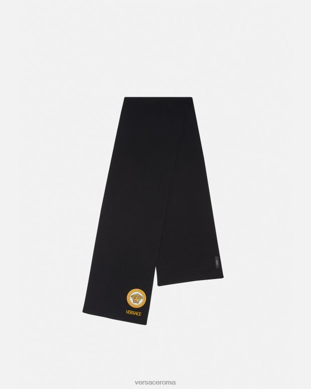 esso Versace donne sciarpa lavorata a maglia con logo Medusa nero JT08Z927 Accessori