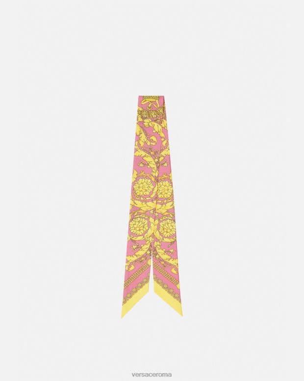 esso Versace donne cravatta sciarpa barocca in seta rosa JT08Z888 Accessori