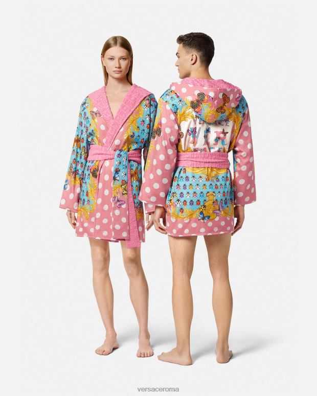 esso Versace donne Accappatoio corto con farfalle stampa JT08Z1080 biancheria intima e costumi da bagno