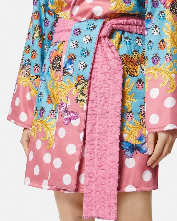 esso Versace donne Accappatoio corto con farfalle stampa JT08Z1080 biancheria intima e costumi da bagno