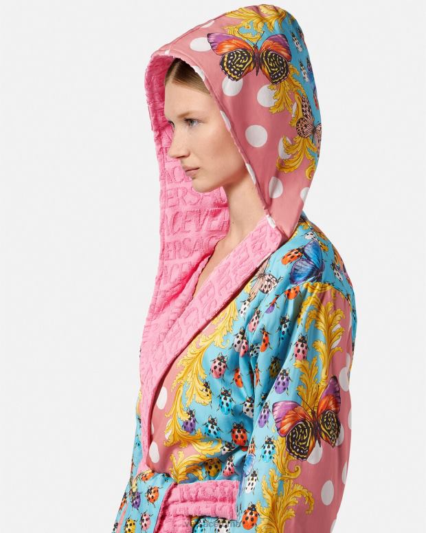 esso Versace donne Accappatoio corto con farfalle stampa JT08Z1080 biancheria intima e costumi da bagno