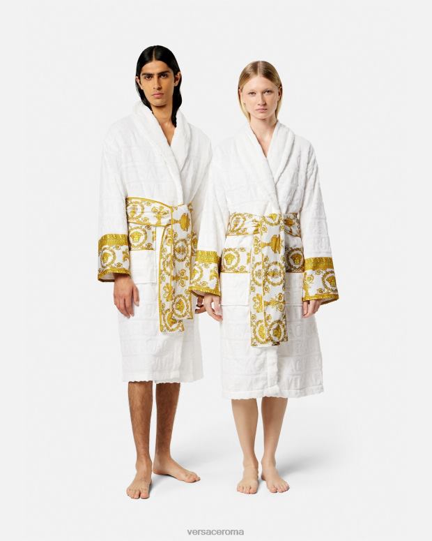 esso Versace donne l'accappatoio barocco bianco JT08Z1088 biancheria intima e costumi da bagno