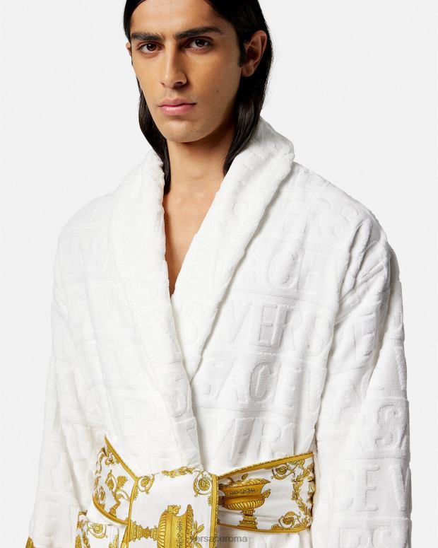 esso Versace donne l'accappatoio barocco bianco JT08Z1088 biancheria intima e costumi da bagno