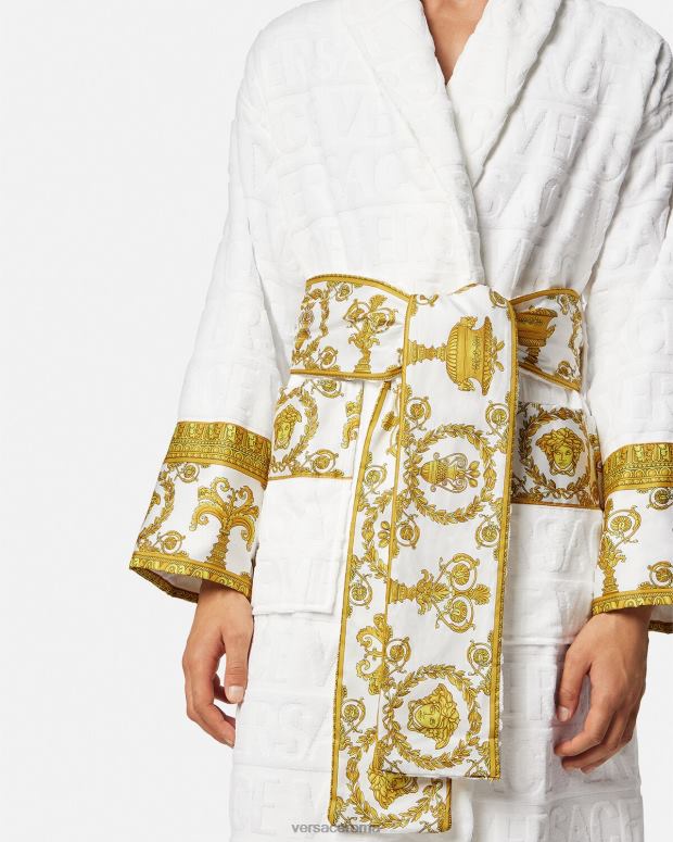 esso Versace donne l'accappatoio barocco bianco JT08Z1088 biancheria intima e costumi da bagno