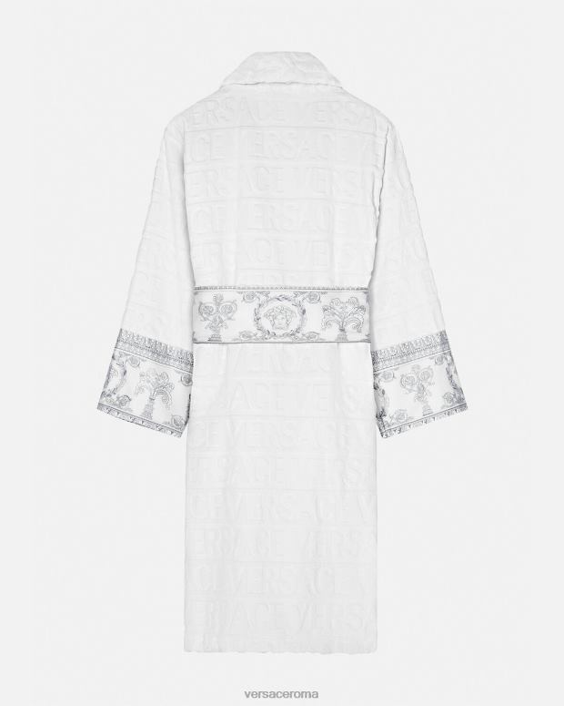 esso Versace donne l'accappatoio barocco bianco e argento JT08Z1089 biancheria intima e costumi da bagno