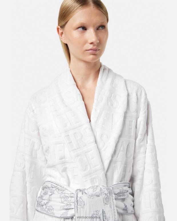 esso Versace donne l'accappatoio barocco bianco e argento JT08Z1089 biancheria intima e costumi da bagno