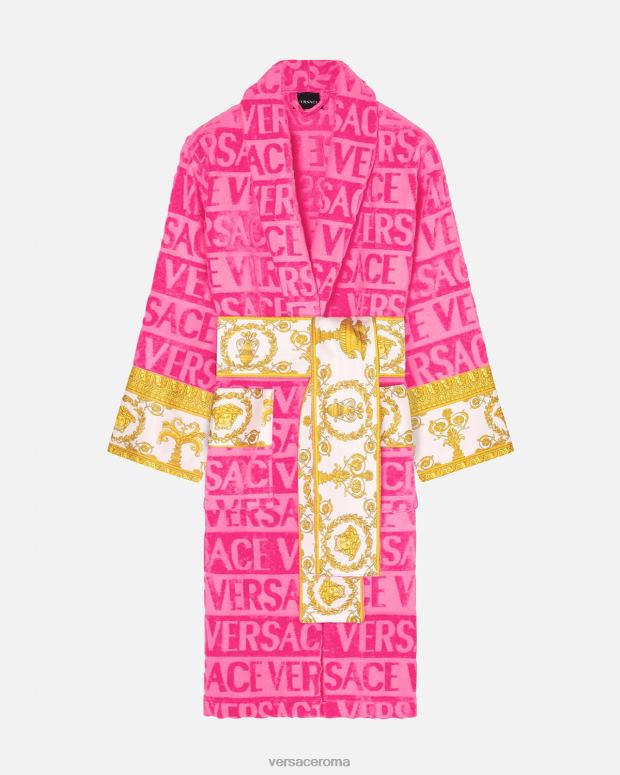 esso Versace donne l'accappatoio barocco fucsia JT08Z1094 biancheria intima e costumi da bagno