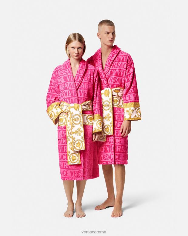 esso Versace donne l'accappatoio barocco fucsia JT08Z1094 biancheria intima e costumi da bagno