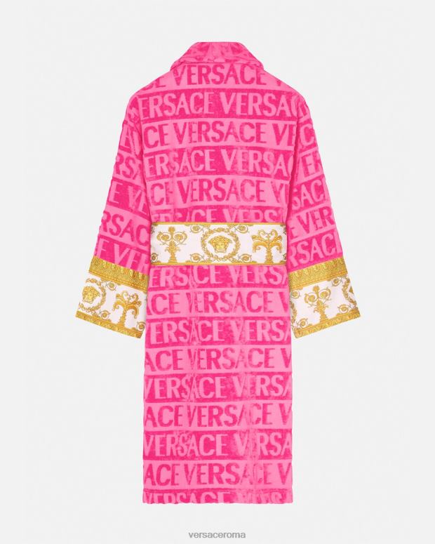 esso Versace donne l'accappatoio barocco fucsia JT08Z1094 biancheria intima e costumi da bagno