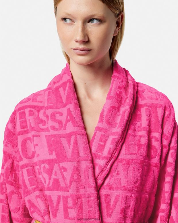 esso Versace donne l'accappatoio barocco fucsia JT08Z1094 biancheria intima e costumi da bagno