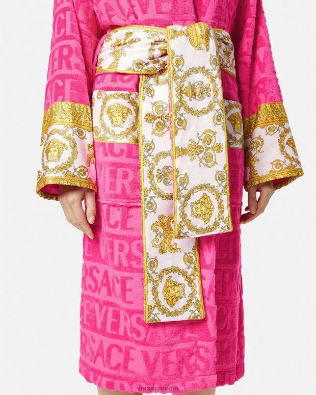 esso Versace donne l'accappatoio barocco fucsia JT08Z1094 biancheria intima e costumi da bagno